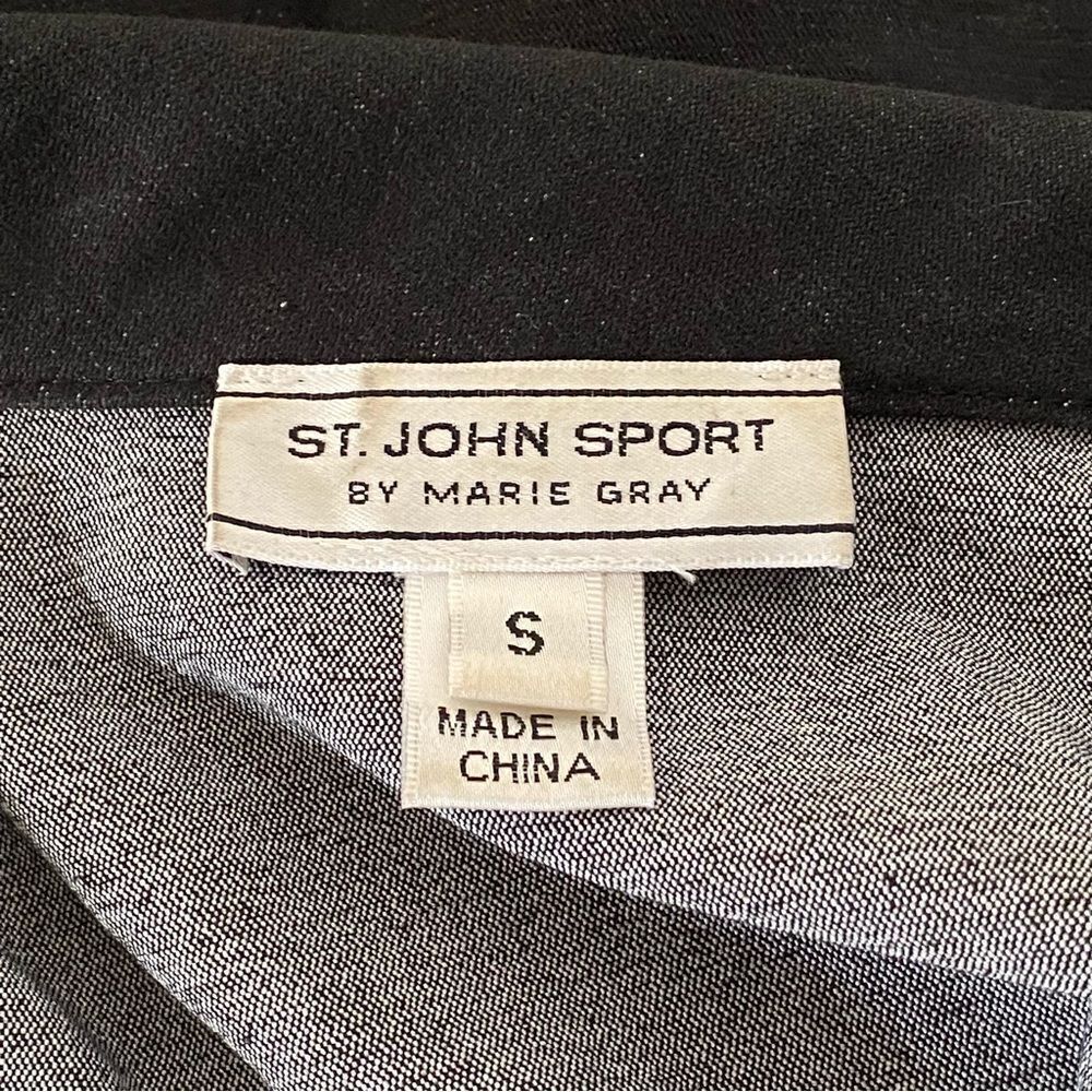 St John Sport by Marie Gray Black Denim Zip Up Jacket Sz S - Picture 8 of 12